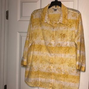 Christopher & Banks Yellow and white cotton blouse